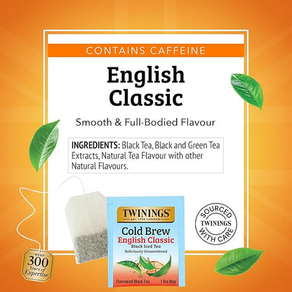 Twinings English Classic Cold Brew Iced Tea Bags, 20 Count (Pack of 6), Unsweetened Black Tea, Caffeinated, 120 Teabags