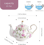 Load image into Gallery viewer, Flower Ceramic Teapot,22oz Porcelain Tea pot for Tea Coffee Milk for Office Home Men Women as Gift (White and big flowers)