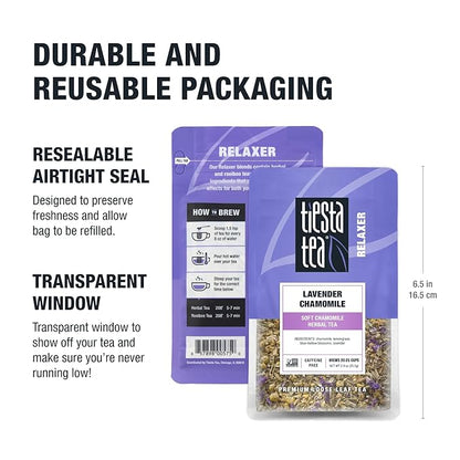 Tiesta Tea - Lavender Chamomile Herbal Tea, Loose Leaf, Calming Blend with Chamomile, Lavender, and Lemongrass, Caffeine-Free Herbal, Great for Hot or Iced, Resealable Pouch, 25 Cups, 0.9 Ounce