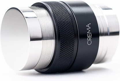 Crema Coffee Products 45.5mm Hand Tamper & Coffee Distributor V2 | Compatible with Flair Pro and Pro 2 | Double-Sided, Adjustable Depth Tool | Made with Durable 304 Stainless Steel | Black