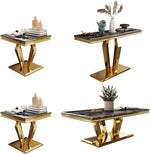 Load image into Gallery viewer, 4 Piece Black and Gold Living Room Table Set 1Coffee+2End+1Console