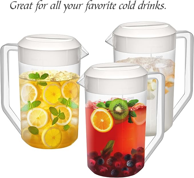Amazing Abby - Kitchen Party - 4-Quart Plastic Pitcher (1-Pack), Unbreakable Water Pitcher with Lid, BPA-Free, Heat-Resistant, Dishwasher-Safe, Great for Both Iced and Hot Drinks, Indoors and Outdoors