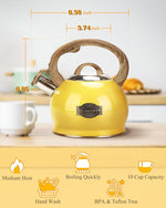 Load image into Gallery viewer, Stovetop Tea Kettle, 2.1 Quart Stove Top Whistling Tea Kettles,Water Teapot Induction Tea Kettle with Food Grade Stainless Steel and Silicone Anti-Hot Handle, Suitable for All Heat Sources