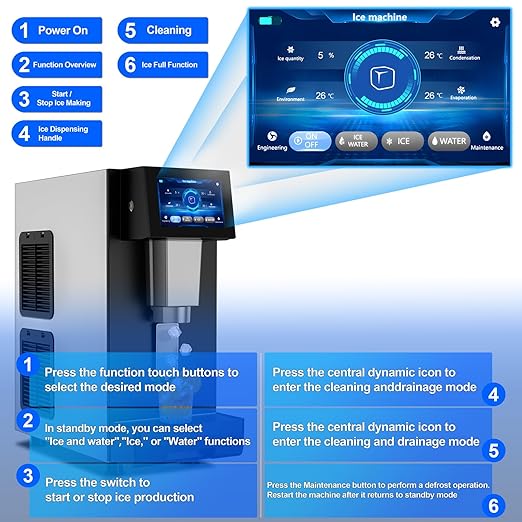 Nugget Ice Makers Countertop Soft Chewable Pellet Ice Machine with Auto-Cleaning Function, Ice/Water/Ice-Water Mix Mode, 68Lbs/24H Portable Countertop Ice Makers for Home Party RV Camping