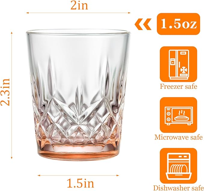 Ruckae 12 Pack 1.5 OZ Shot Glasses Set Crystal Shot Glass Bulk Gradient Colorful Cone Shot Glasses for Vodka Tequila Whiskey Liquor
