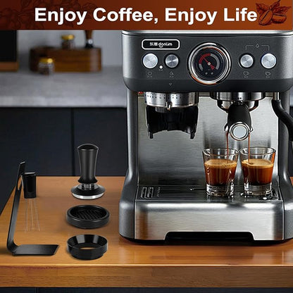 Espresso Accessories Kit 53.5mm, Coffee Tamper with Spring Loaded Calibration, 316 Stainless WDT Tool with Magnetic Stand and Dosing Funnel Set Fits Espresso Machine Press and 53.5mm Portafilters