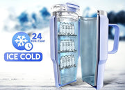 Meoky 32 oz Tumbler with Handle, Insulated Tumbler with Lid and Straw, Stainless Steel Travel Mug, 100% Leak Proof, Keeps Cold for 24 Hours or Hot for 8 Hours, Fits in Car Cup Holder (Lilac)