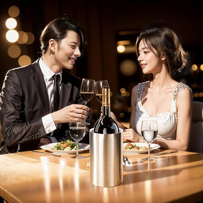 Generic 3 Packs Stainless Steel Double Wall Wine Cooler,Wine Chiller Bucket Champagne Ice Bucket, Fits Most Standard Sized Bottles, Silver