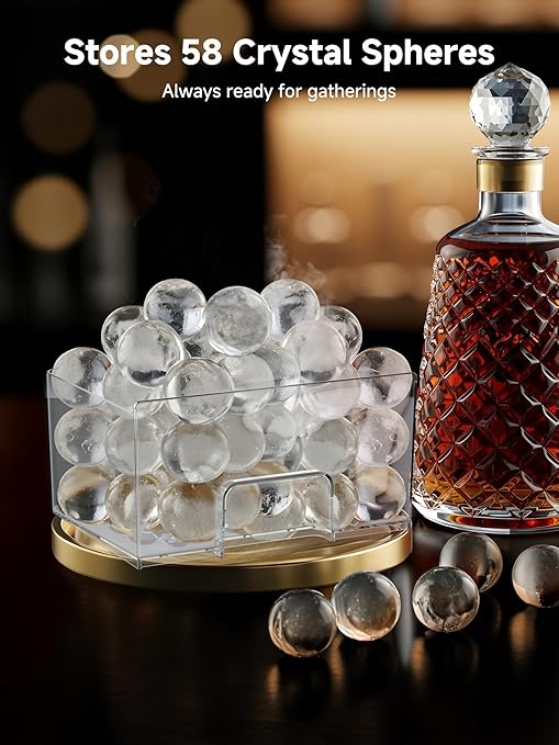 2" Clear Ice Ball Maker with ClearCore Technology, 150 pcs/Day, 4 pcs in 38 Mins, Sphere Ice Maker with Enhanced Insulation, Self-Cleaning, Automatic Water Supply for Whiskey & Bourbon