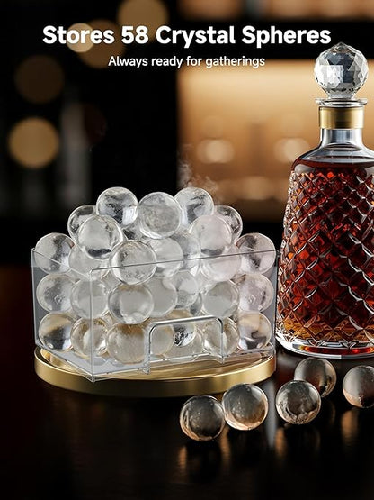 2" Clear Ice Ball Maker with ClearCore Technology, 150 pcs/Day, 4 pcs in 38 Mins, Sphere Ice Maker with Enhanced Insulation, Self-Cleaning, Automatic Water Supply for Whiskey & Bourbon