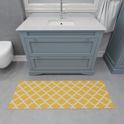 Ottomanson Hallway Runner Rug 20" x 59" Non Slip Trellis Area Rugs Easy to Clean Laundry Rug Runner Durable & Pet Friendly Floor Carpet Runners for Hallways Entryway Living Room Kitchen, Yellow