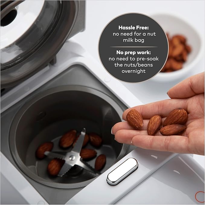 ChefWave Milkmade Non-Dairy Milk Maker – 6-in-1 Plant-Based Milk Machine for Almond, Oat, Soy, Cashew, Coconut & Macadamia – No Soaking, Auto-Clean, Delay Start, Glass Pitcher – White