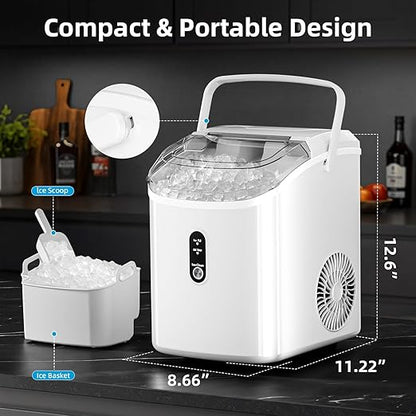 Antarctic Star Nugget Ice Maker Countertop with Soft Chewable Ice, Portable Sonic Ice Maker with Basket and Scoop, Removable Top Cover, Auto-Cleaning for Home/Party/RV/Camping