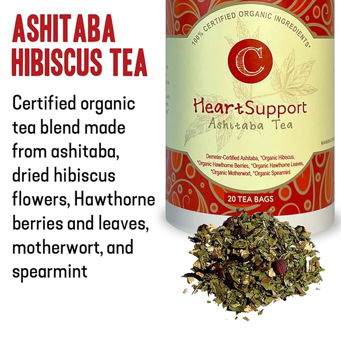 Dr. Cowan’s Garden Organic Ashitaba Hibiscus Tea, 20 Tea Bags - Supports Healthy Heart and Blood Pressure, Calming Caffeine-Free Herbal Blend for Health and Well-Being, Ashitaba Herbs Grown in the USA