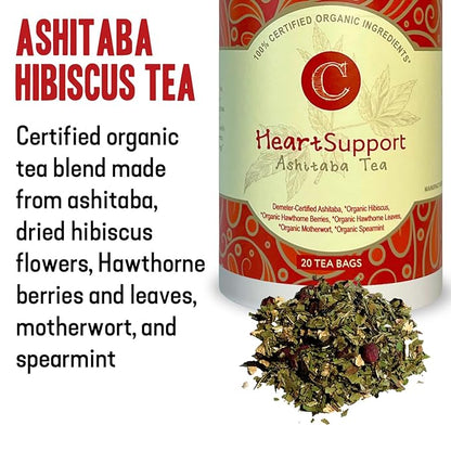 Dr. Cowan’s Garden Organic Ashitaba Hibiscus Tea, 20 Tea Bags - Supports Healthy Heart and Blood Pressure, Calming Caffeine-Free Herbal Blend for Health and Well-Being, Ashitaba Herbs Grown in the USA