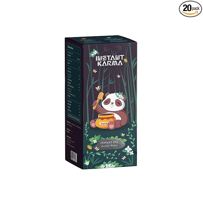 Instant Karma Tea – Jasmine Honey Instant Tea | All-Natural, Lightly Caffeinated, No Added Sugar | Soothing & Aromatic Herbal Tea – 20 Sachets (Jasmine Honey)
