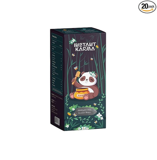 Instant Karma Tea – Jasmine Honey Instant Tea | All-Natural, Lightly Caffeinated, No Added Sugar | Soothing & Aromatic Herbal Tea – 20 Sachets (Jasmine Honey)