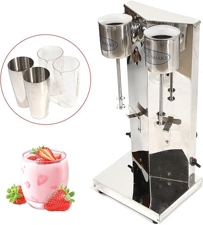 Commercial Stainless Steel Milk Shake Machine, Stainless Steel Electric Milkshake Maker, Double Head Drink Mixer 180W 110V 18000r/min (Double Head 18000r/min)