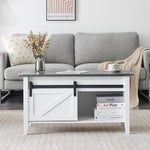 Load image into Gallery viewer, VINGLI White Charcoal Lift Top Coffee Table, 36" Small Farmhouse Barn Door Coffee Table with Storage, Rectangular Center Wood Coffe Table with Lifting Top, Living Room Tables with Hidden Compartment