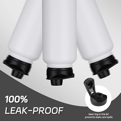 HASLE OUTFITTERS 40oz Stainless Steel Water Bottle, Vacuum Insulated Double Walled Leak Proof Sports Water Bottle with 2 Lids (Straw and Spout Lid) Thermo Mug Keep Cold and Hot(White,1)