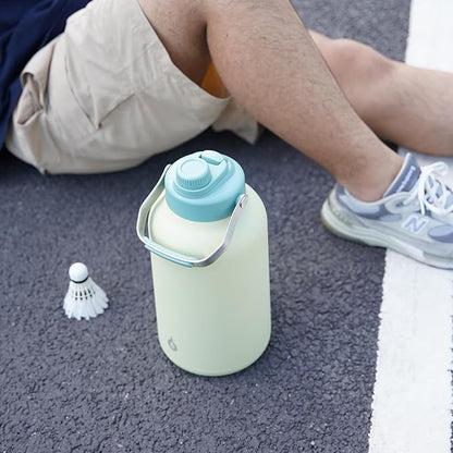 BJPKPK 1 Gallon Water Bottle Insulated, Dishwasher Safe 128oz Large Water Jug with Metal Handle & BPA Free Spout Lid, Stainless Steel Metal Thermo for Gym, Sports & Hiking, Chartreuse