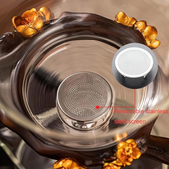 Magnetic Glass Tea Pot, Lazy Kungfu Tea Set, Sturdy High Borosilicate Glass TeaPot, Semi Automatic Drip TeaPot, Magnetic Rotation Heat Resistant Teapot, Suitable for home/office Reception…