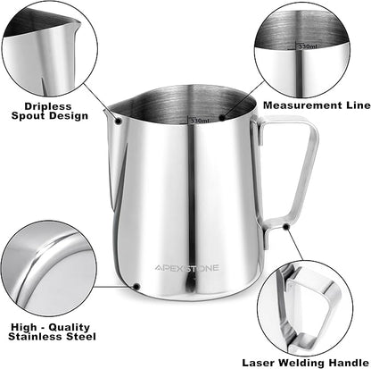 Apexstone 12 oz Espresso Steaming Pitcher, Coffee Milk Frothing Cup, Coffee Steaming Pitcher 12 oz/350 ml