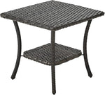 Load image into Gallery viewer, HUMMUH Outdoor End Table,Patio Wicker Small Side Table, PE Rattan Coffee Table with 2-Tier Storage Shelf for Bistro Set Conversation Sets Grey