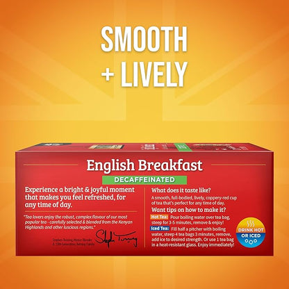 Twinings Decaffeinated English Breakfast Black Tea Individually Wrapped Bags, 100 Count (Pack of 1), Smooth, Flavourful Black Tea, Enjoy Hot or Iced, 100 Teabags
