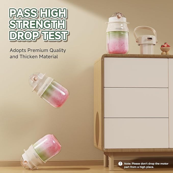 Portable Blender, Prasky Personal Blenders for Shakes and Smoothies with 27oz Cup, Lid and Shoulder Strap, Type-C USB Rechargeable, Personal Size Blenders BPA-free for Travel/Kitchen (Creamy Ivory)