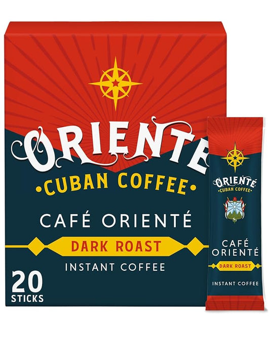 Oriente Cuban Coffee Roasters Dark Roast Instant Coffee - 20 ct, Authentic Cuban Style, 100% Arabica Coffee - Hot or Iced Coffee