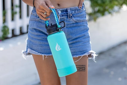 HYDRO CELL Stainless Steel Insulated Water Bottle with Straw - For Cold & Hot Drinks - Metal Vacuum Flask with Screw Cap and Modern Leakproof Sport Thermos for Adults (Teal 32oz)