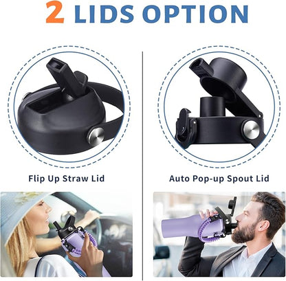 32oz 40oz Insulated Water Bottle with Straw - Keep Cold 48h or Hot 24h, Insulated Tumbler with Auto Spout Lid Fits in any Car Cup Holder, Metal Water Bottle Travel Coffee Mug for Car, Gym, Office