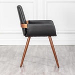 Load image into Gallery viewer, LUNLING Mid Century Modern Faux Leather Dining Chairs Set of 2, Black, Upholstered Seat, Metal Legs, Adjustable Foot for Kitchen Dining Room Desk Chairs