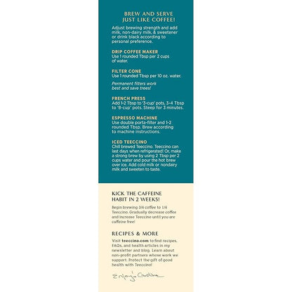 Teeccino Dandelion Caramel Nut Herbal Coffee - Caffeine-Free Coffee Alternative with Prebiotics, Gluten Free, Acid Free - Medium Roast, 10 oz