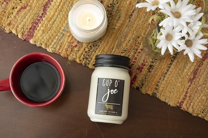 Milkhouse Candle Company - Cup O' Joe - 26oz Beeswax and Soy Candles - Farmhouse Collection - 100% Natural, Paraffin Free, with Premium Fragrance Oil, Glass Jars with Lids