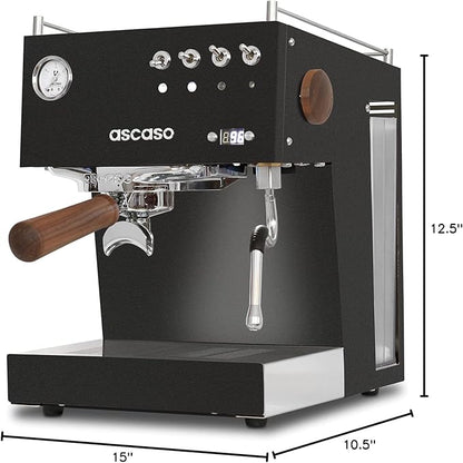 Ascaso Steel PID Programmable Espresso Machine w/Volumetric Controls, Single Thermoblock, 120V (SINGLE, BLACK)