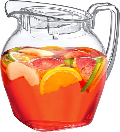 Amazing Abby - Vively Grand - Plastic Pitcher (96 oz, 3 Quart), Clear Water Pitcher with Lid, Fridge Jug, BPA-Free, Shatter-Proof, Great for Iced Tea, Sangria, Lemonade, Juice, Milk, and More