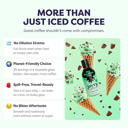 Coffee Concentrate - Limited Release Flavors - Cold Brew Coffee, Perfect for Hot or Iced Instant Coffees, Hot Drinks, Cold Brew Concentrate, 35 Servings - Mint Chocolate Chip
