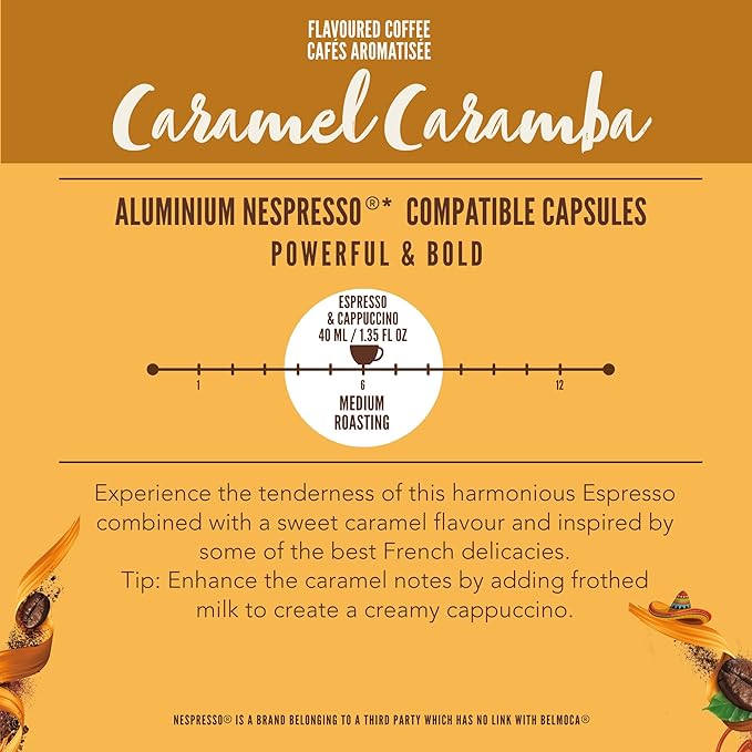 Belmio Caramel Caramba Espresso Coffee Pods – Medium Roast – Rich & Sweet - Nespresso Original Line Compatible – 10 Count (Pack of 10)