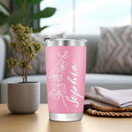 Load image into Gallery viewer, Personalized Tumbler with Name &amp; Birth Flower Month, Custom Coffee Tumbler Stainless Steel Travel Mug Cup 20 Oz Personalized Gifts for Birthday Christmas Anniversary for Dad Mom Kids