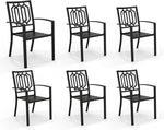 Load image into Gallery viewer, PHI VILLA Set of 6 Stackable Wrought Iron Patio Dining Chairs, Portable Black Outdoor Bistro Deck Metal Chairs, Support 300 lbs, Ideal for Garden, Backyard, Lawn