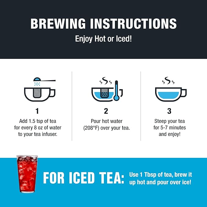 Tiesta Tea - Fireberry, Loose Leaf, Cranberry Hibiscus Rooibos Tea, Premium Non-Caffeinated Rooibos Blend, Make Hot or Iced & Brews Up to 25 Cups, 1.7oz Resealable Pouch, Pack of 6