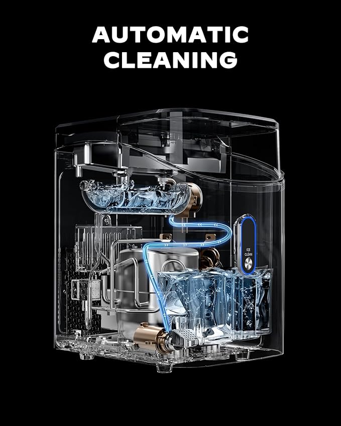 Silonn Nugget Ice Maker Countertop, Pebble Ice Maker with Soft Chewable Ice, One-Click Operation Ice Machine with Self-Cleaning, 33lbs/24H for Home,Kitchen,Office