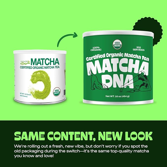 MATCHA DNA Certified Organic Matcha Green Tea Powder (16 oz TIN CAN)