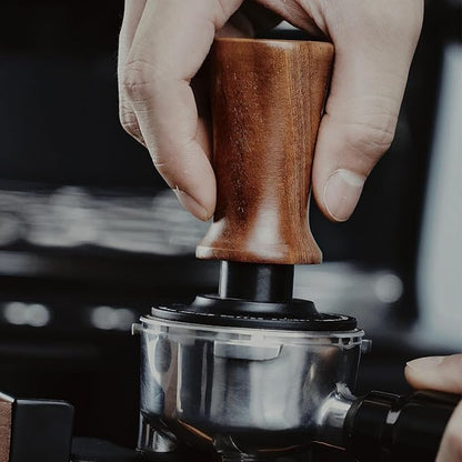 Espresso Coffee Tamper 58.35mm,Ebony Double Spring Coffee Tamper Spring Loaded,100% Stainless Steel Ripple Base,Constant 30lb,Compatible Coffee Machine Accessories (58.35mm)