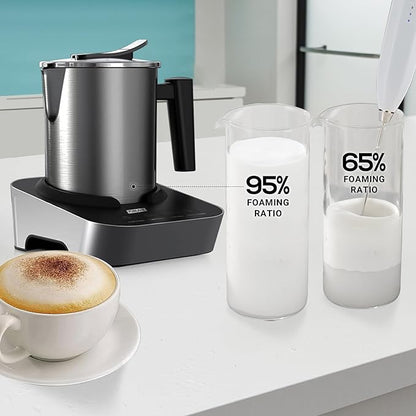 4-in-1 Electric Milk Frother and Steamer, Large 13.5oz Stainless Steel Pitcher, Hot & Cold Foam Maker and Milk Warmer for Lattes, Cappuccinos, Macchiato,Hot Chocolate, Dishwasher Safe