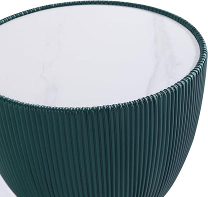 Manhattan Comfort Modern Anderson Coffee Table, 1.0 & 2.0 End Table, Upholstered in Green Leatherette with Ceramic Faux Tabletop and Gold Metal Tabletop- Set of 3