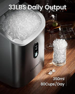 Load image into Gallery viewer, Nugget Ice Maker Countertop, 34lbs/24H Pebble Ice Machine, Self-Cleaning Sonic Ice Maker with Basket &amp; Scoop, Compact Pellet Ice Maker for Home/Office/Kitchen/RV/Party, Stainless Steel