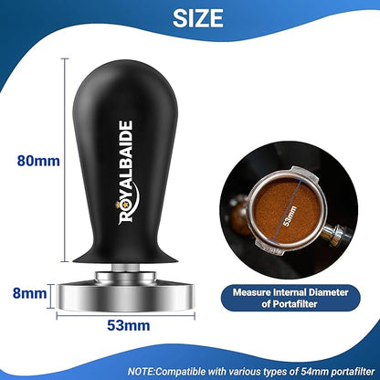 53mm Espresso Tamper Barista Calibrated Coffee Tampers with 30lbs Spring Loaded Stainless Steel Base Anodized Aluminum Handle